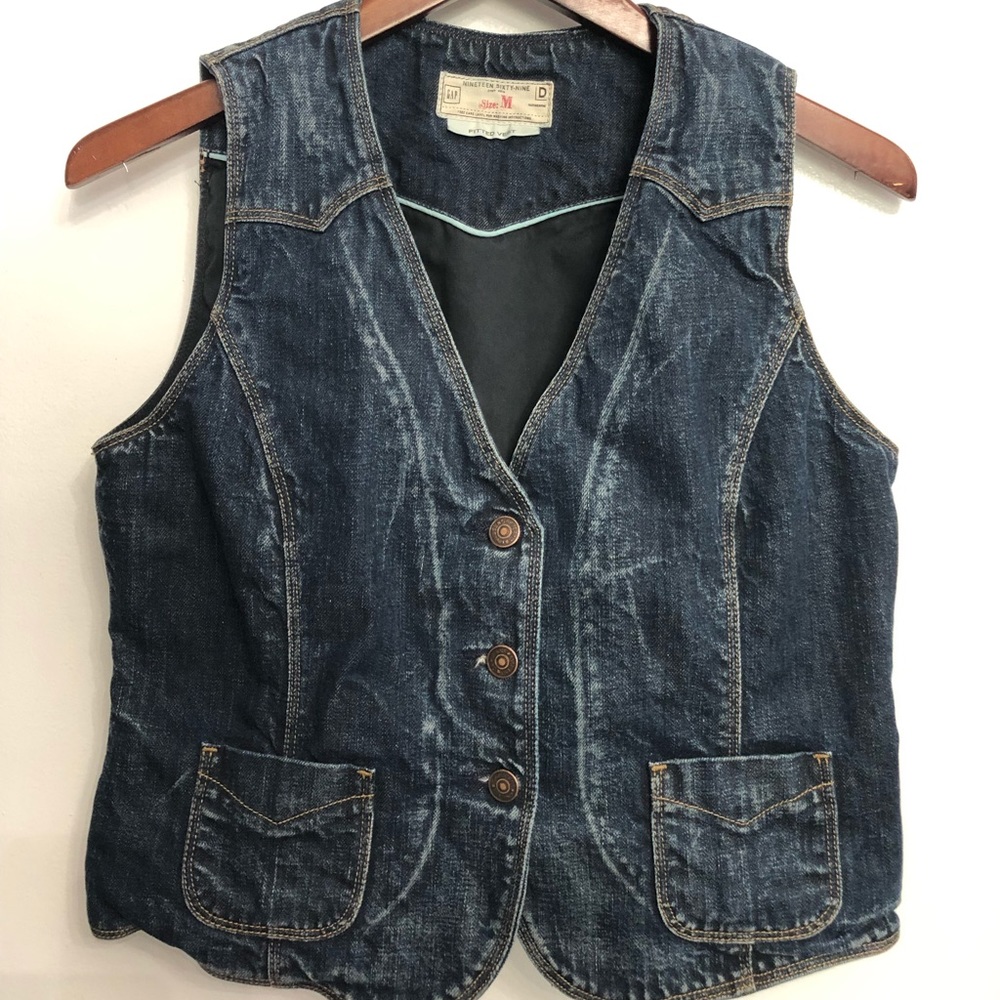 Gap 1969 fitted denim vest button down boho